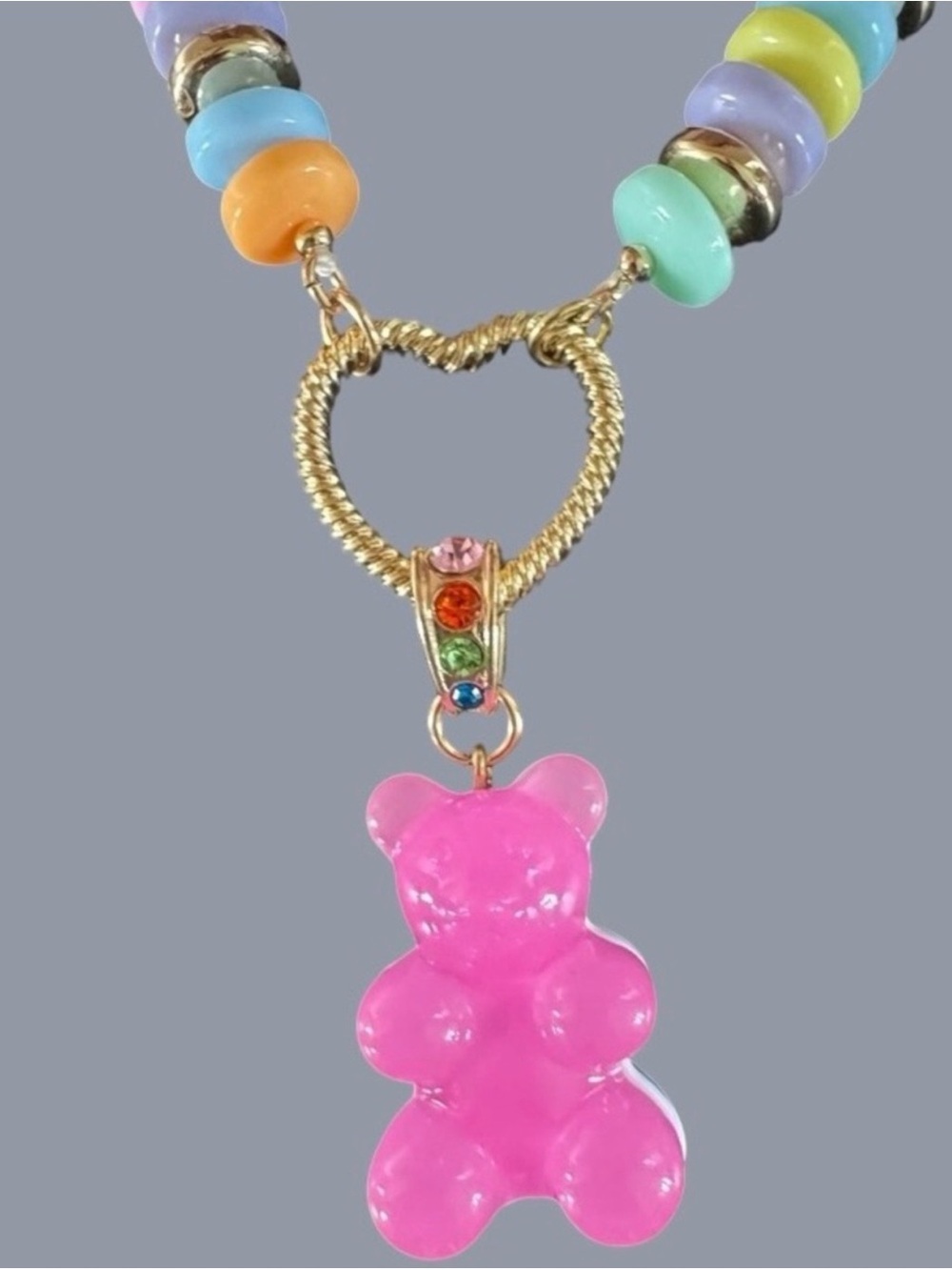 Betsey Johnson Pastel Gummy Bear Charm Necklace and Bracelet Set - Picture 4 of 8